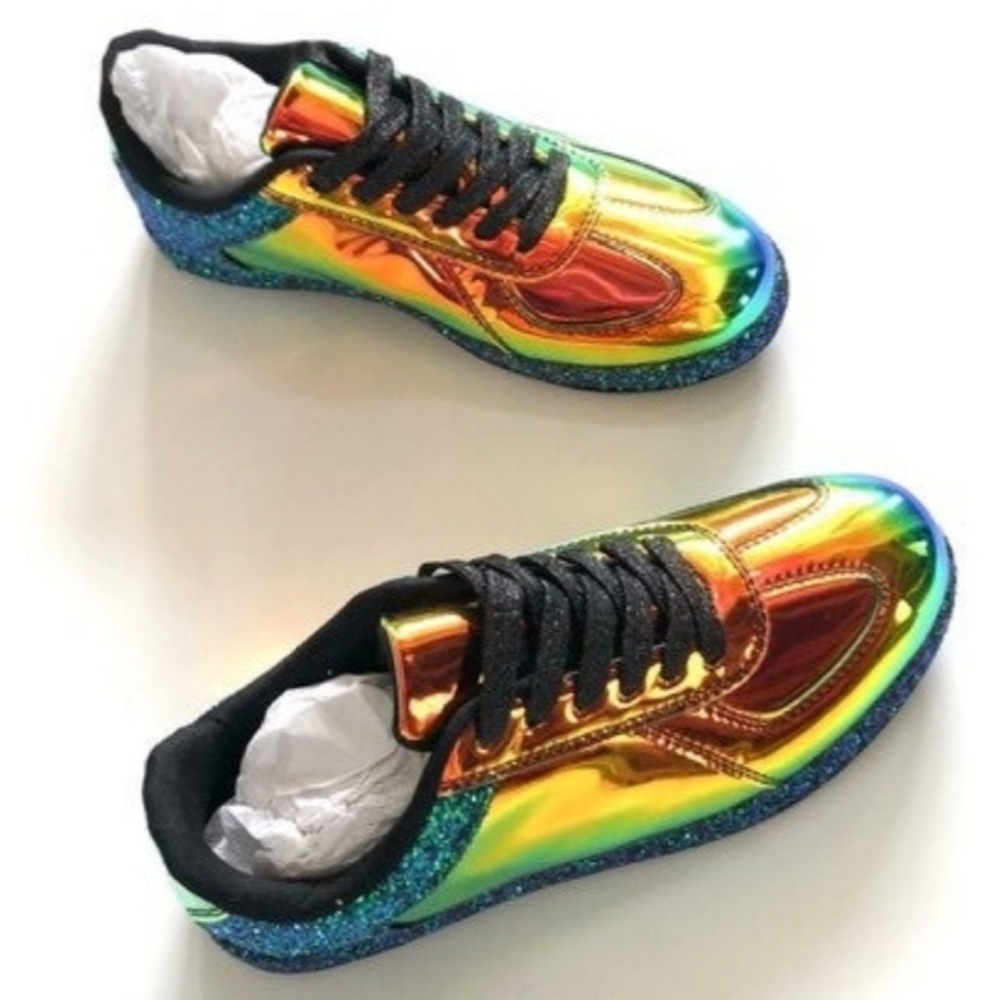 Luminous Hologram Glitter Kicks Sneakers Brand New - Picture 7 of 8